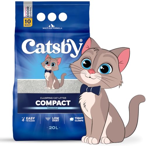 Catsby Compact 20l Bentonit Katzenstreu ohne Duft für Sensible Katzen, extrem staubarm, Feste Klumpenbildung, schnelle Geruchsbildung, geringer Verbrauch Catsby Compact 20l Bentonit Katzenstreu ohne Duft für Sensible Katzen, extrem staubarm, Feste Klumpenbildung, schnelle Geruchsbildung, geringer Verbrauch von Catsby