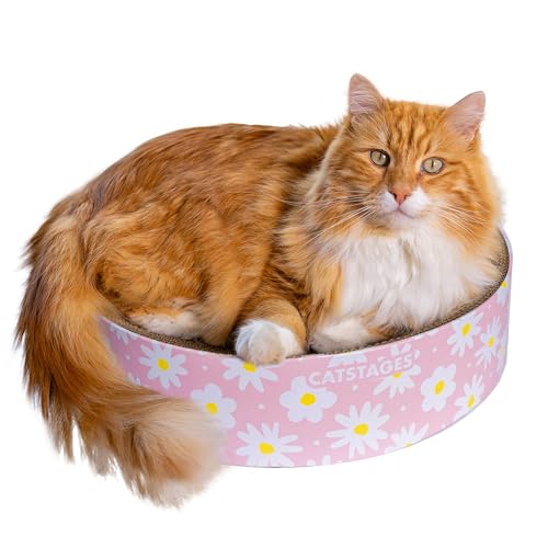 Catstages Scratch & Snuggle Kratzbaum und Liege, gewellt, Gänseblümchen, Rosa von Catstages