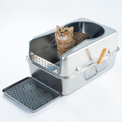 CATTASAURUS Katzentoilette aus Edelstahl für mehrere und große Katzen bis zu 13,6 kg – robust, leicht zu reinigen, geruchsfrei, langlebig und langlebig CATTASAURUS Katzentoilette aus Edelstahl für mehrere und große Katzen bis zu 13,6 kg – robust, leicht zu reinigen, geruchsfrei, langlebig und langlebig von Cattasaurus