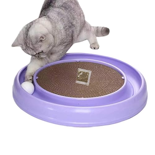 Rundes Kratzspielzeug, Katzen-Kratzkissen mit Ball, Katzen-Kätzchenspielzeug, Kratzspielzeug, Kratzbrett-Pad, interaktiv für Innenbereich, Katzenspielzeug, Übungsspiel mit Ball von Cattio