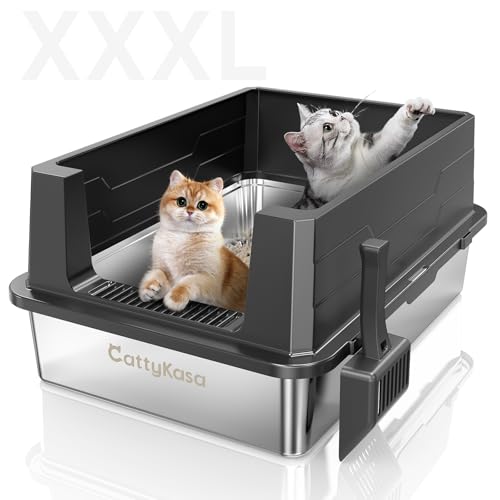 Katzentoilette mit Edelstahldeckel, extra große Katzentoilette, geeignet für Haushalte mit mehreren Katzen, XXXL, Metalltoilette mit hohen Wandseiten, nicht klebrig, auslaufsicher, einfache Reinigung Katzentoilette mit Edelstahldeckel, extra große Katzentoilette, geeignet für Haushalte mit mehreren Katzen, XXXL, Metalltoilette mit hohen Wandseiten, nicht klebrig, auslaufsicher, einfache Reinigung von CattyKasa