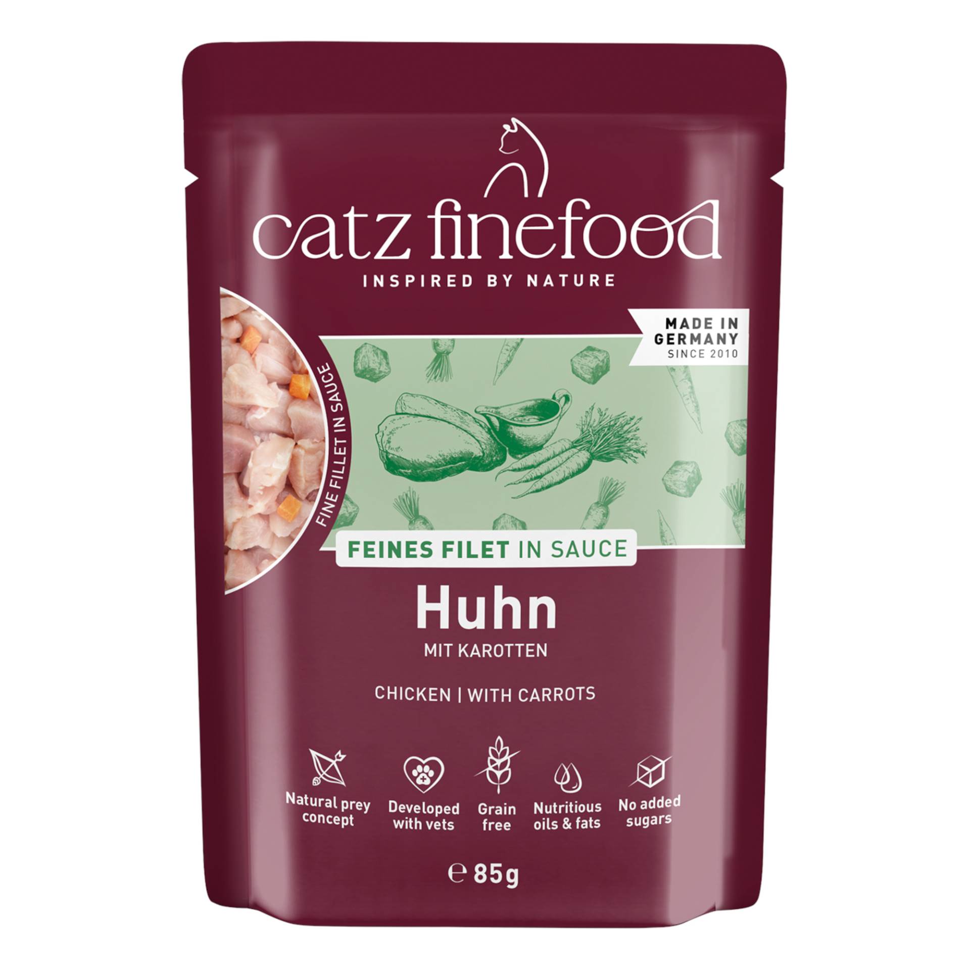 Sparpaket catz finefood Feines Filet 32 x 85 g - Huhn mit Karotte Sparpaket catz finefood Feines Filet 32 x 85 g - Huhn mit Karotte von Catz Finefood