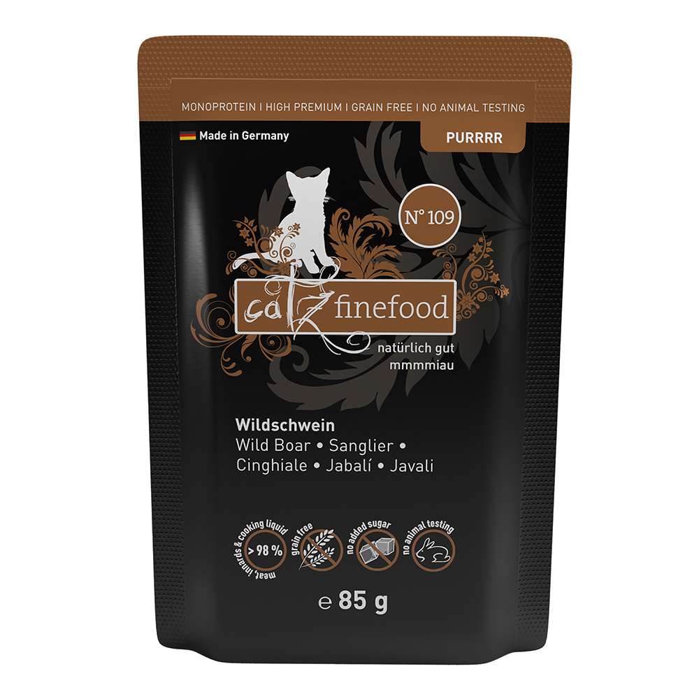 Sparpaket catz finefood Pure Pouch 24 x 85 g - No. 109 Wildschwein von Catz Finefood