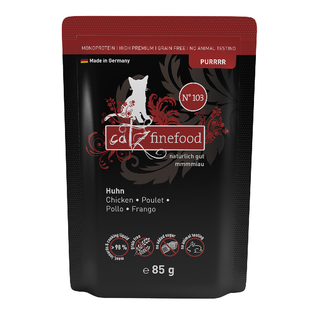 Sparpaket catz finefood Purrrr Pouch 24 x 85 g - No. 103 Huhn Sparpaket catz finefood Purrrr Pouch 24 x 85 g - No. 103 Huhn von Catz Finefood