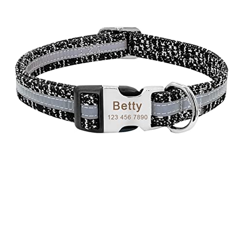 Basic Collars Hundemarke aus Nylon, bedruckt, für Welpen, Katzen, Namensschild, ID-Kragen (Farbe: 095 Grau, Größe: M) von Cavanu