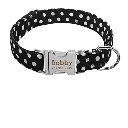Basic Collars Personalisiertes Hundehalsband aus Nylon, bedruckt für Welpen, Katzen, Namensschild, ID Halsbänder (Farbe: 008BL, Größe: L) von Cavanu