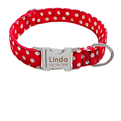 Basic Collars Personalisiertes Hundehalsband aus Nylon, bedruckt für Welpen, Katzen, Namensschild, ID Halsbänder (Farbe: 008RE, Größe: M) von Cavanu