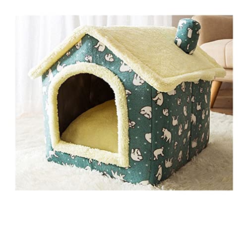 Hundebetten, faltbar, bedruckt, niedliches Kaninchenohren-Design, mechanische Wäsche, für Hunde und Katzen, Farbe: grünes Haus, Größe: S-39 x 32 x 34 cm, 4 kg von Cavanu