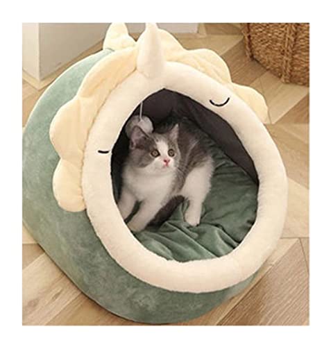 Hundebetten, gemütliches Kätzchenliegekissen und Katzenbett, weich, geeignet für kleine Hundematte, Tasche, Höhle für Katzen, Haustierbett (Farbe: Grün, Größe: L (48 x 45 x 37 cm) von Cavanu