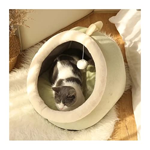 Hundebetten, gemütliches Kätzchenliegekissen und Katzenbett, weich, geeignet für kleine Hundematte, Tasche, Höhle für Katzen, Haustierbett (Farbe: Hellgrün, Größe: L (48 x 45 x 37 cm) von Cavanu