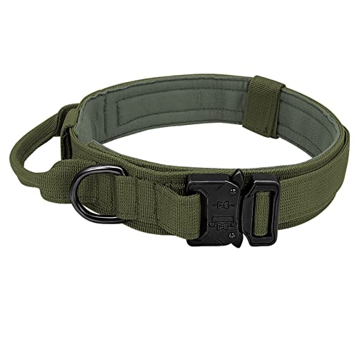 Hundeleine, Militär, taktisches Hundehalsband, elastisches Bungee-Halsband aus Nylon, für große Hunde (Farbe: grünes Halsband, Größe: XL) von Cavanu