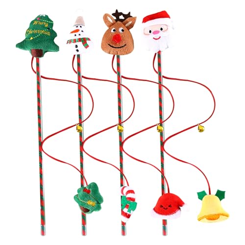 CavspkArt 4 Stück Weihnachten Katze Spielzeug Set,lustige Weihnachtskatzen Zauberstab Spielzeug,Weihnachten interaktive Katze Spielzeug für Kätzchen,Weihnachten Party Decoration CavspkArt 4 Stück Weihnachten Katze Spielzeug Set,lustige Weihnachtskatzen Zauberstab Spielzeug,Weihnachten interaktive Katze Spielzeug für Kätzchen,Weihnachten Party Decoration von CavspkArt