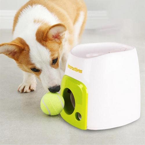 Cawevon Automatischer interaktiver Tennis-Maschine, Hundespielzeug, Ballwerfer, Ballwerfer, Bereicherungsspielzeug für Hunde, interaktives Welpen für kleine und mittelgroße Hunde, 3 Bälle im Lieferumfang enthalten (5,1 cm) von Cawevon