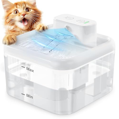 CAWJUG Kaltloser Katzenwasserbrunnen zum Trinken, 2L Batteriebetriebener Katzenbrunnen mit 3 Wasserfließmodi & Bewegungssensor, Ulter Quite Cats Trinkbrunnen für Katzen & Kleine Hunde, Weiß CAWJUG Kaltloser Katzenwasserbrunnen zum Trinken, 2L Batteriebetriebener Katzenbrunnen mit 3 Wasserfließmodi & Bewegungssensor, Ulter Quite Cats Trinkbrunnen für Katzen & Kleine Hunde, Weiß von Cawjug