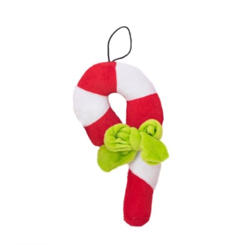 1 x Quietschspielzeug für Hunde, interaktives Spielzeug, Kauspielzeug, Weihnachten, Haustier-Plüschtier, Hundespielzeug, gefüllt, Welpen, Hund, Plüsch, Zuckerstange, Form von Cazqgoy