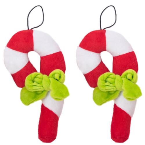 Quietschspielzeug für Hunde, interaktives Spielzeug, Kauspielzeug, Weihnachten, Haustier-Plüschtier, Hundespielzeug, Plüsch, Plüsch, Zuckerstange, 2 Stück von Cazqgoy