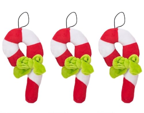 Quietschspielzeug für Hunde, interaktives Spielzeug, Kauspielzeug, Weihnachten, Haustier-Plüschtier, Hundespielzeug, Plüsch, Plüsch, Zuckerstange, 3 Stück von Cazqgoy