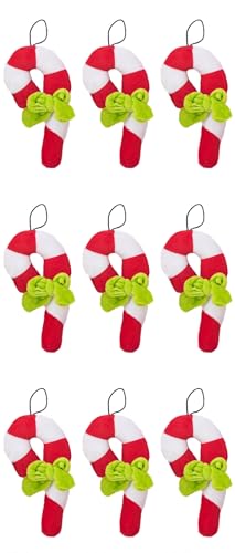 Quietschspielzeug für Hunde, interaktives Spielzeug, Kauspielzeug, Weihnachten, Haustier-Plüschtier, Hundespielzeug, gefüllt, Welpen, Hund, Zuckerstange, Form, Hundespielzeug, Geräusch, 9 Stück von Cazqgoy