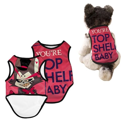 Ccipotatoo Anime Hazbin Hotel, Hundekostüm, Haustierkleidung, Katzen-Cosplay-Outfits, lustige Hundeweste mit Alastor-/Engel-Staubdruck, Haustieranzug für kleine bis große Hunde und Katzen (Hastur, XS) von Ccipotatoo