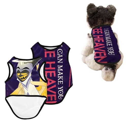 Ccipotatoo Anime Hazbin Hotel Hundekostüm Haustierkleidung, Katzen-Cosplay-Outfits, lustige Hundeweste mit Alastor-/Engel-Staubdruck, Haustieranzug für kleine bis große Hunde und Katzen (Adam der von Ccipotatoo