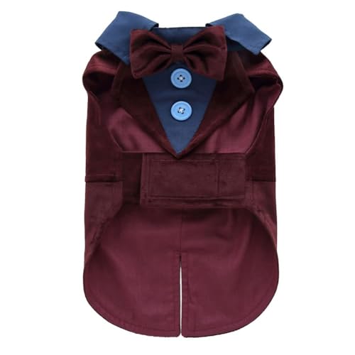 Ccipotatoo Formelles Smoking-Kostüm für Hunde, Hochzeitsfeier, Welpenkleid im Gentleman-Stil, Hochzeitshemd mit Fliege (LFXZ24Coffee, XS) von Ccipotatoo