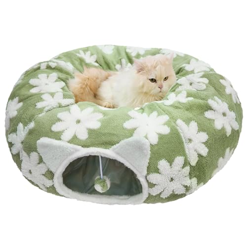 Katzentunnelbett für Indoor-Katzen, weicher Plüsch, Donut-Peekaboo-Katzenhöhle, multifunktionaler Spielplatz-Spielzeug für kleine, mittelgroße und große Katzen, Kätzchen, Kaninchen, Frettchen, mit Katzentunnelbett für Indoor-Katzen, weicher Plüsch, Donut-Peekaboo-Katzenhöhle, multifunktionaler Spielplatz-Spielzeug für kleine, mittelgroße und große Katzen, Kätzchen, Kaninchen, Frettchen, mit von Cckuu