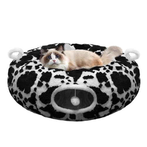 Katzentunnelbett für Indoor-Katzen, weicher Plüsch-Donut Peekaboo Katzenhöhle, multifunktionales Spielplatz-Spielzeug für kleine, mittelgroße große Katzen, Kätzchen, Kaninchen, Frettchen, mit Katzentunnelbett für Indoor-Katzen, weicher Plüsch-Donut Peekaboo Katzenhöhle, multifunktionales Spielplatz-Spielzeug für kleine, mittelgroße große Katzen, Kätzchen, Kaninchen, Frettchen, mit von Cckuu