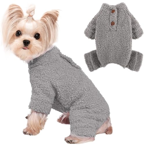 Hundepullover für kleine Hunde, Winter, kleine Hunde, Overalls, Fleece, warme Hundekleidung, Hunde-Pyjama, Haustierkleidung, Welpenpullover, Einteiler für Weihnachten, Halloween, Erntedankfest (XXS, von Ccurrili