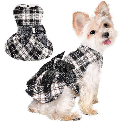 Hundepullover für kleine Hunde Mädchen, kariertes kleines Hundepulloverkleid, Haustierkleidung Hundekleider für kleine Hunde, Winter niedlicher Prinzessinnen-Welpen-Pulloverkleid, Hundeoutfits für von Ccurrili