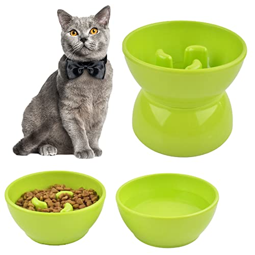Cdipesp Erhöhter langsamer Futternapf für Katzen, erhöhter Katzennapf, um das Fressen zu verlangsamen, Katzenpuzzle-Futterspender für Futter und Wasser, Anti-Erbrechen Katzennäpfe für Indoor-Katzen von Cdipesp