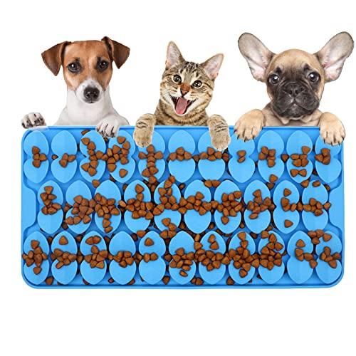 Cdipesp Silikon-Schnüffelmatte für Hunde, 18x37 cm, Hunde-Leckmatte mit Saugnäpfen, langsames Futterspender, Hundefuttermatte, Hunde, Unterhaltungsspielzeug für Langeweile (blau) von Cdipesp