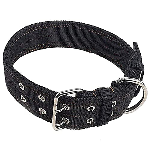 Cdycam Hundehalsband, verstellbar, doppelt dick, robust, Nylon, Militär-Stil, mit D-Ring aus Metall und Schnalle (XL, schwarz) von Cdycam