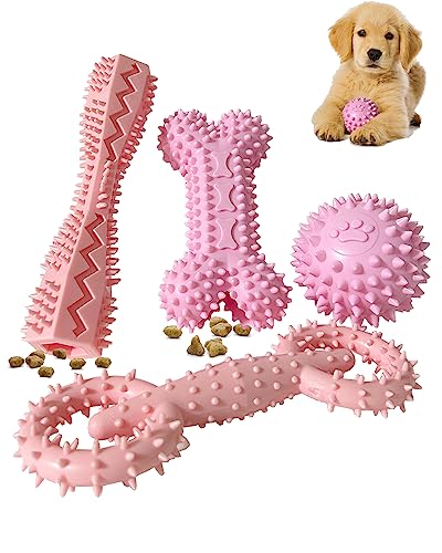 Welpenspielzeug für 2–8 Monate, Kauspielzeug für kleine Welpen, Zahnspielzeug für die Zahnreinigung, niedliches rosa kleines Hundespielzeug, weich, langlebig, interaktives Kauspielzeug, Welpenbedarf, von Cdyzqikm