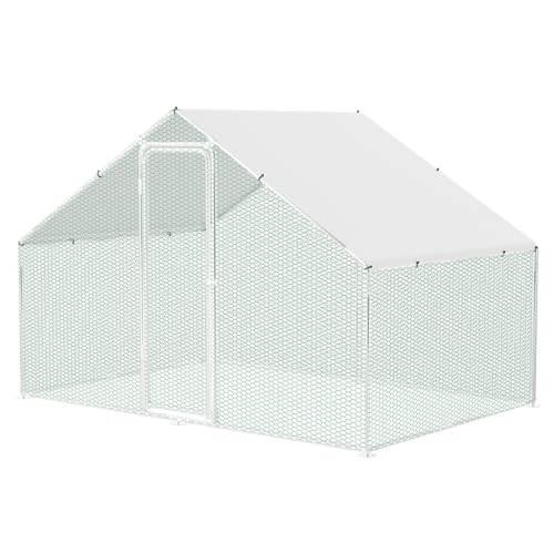 Cecaylie Hühnerstall Katzengehege Outdoor Freigehege 3x2x2m, Verzinkter Stahl Gehege, PVC-beschichtetes Schatten Dach für Geflügel, Kaninchen, Hunde von Cecaylie