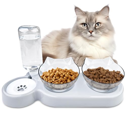 Ceisazira 3 in 1 Futternapf Katze Erhöht, 15 ° Kippbare Fressnapf Katze, Katzen Napfset mit Wasserfontänen, Erhöhter Katzennäpfe, Katzenschüssel, Katzenfressnapf, Katzenfutter Napf, Cat Bowl (Grau) Ceisazira 3 in 1 Futternapf Katze Erhöht, 15 ° Kippbare Fressnapf Katze, Katzen Napfset mit Wasserfontänen, Erhöhter Katzennäpfe, Katzenschüssel, Katzenfressnapf, Katzenfutter Napf, Cat Bowl (Grau) von Ceisazira