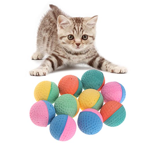 Celan 10 Stück Haustier-Spielzeug Latex Bälle bunt Kauen für Hunde Katzen Welpen Kätzchen weich elastisch von Celan