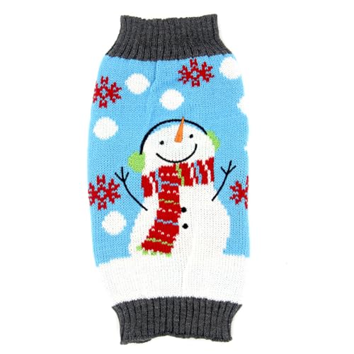 Weihnachtshund Pullover Haustier Strickpullover Schneemann Hunde Schneeflocken Winter warme Kleidung für kleine mittlere große Hunde von Celebration Directre