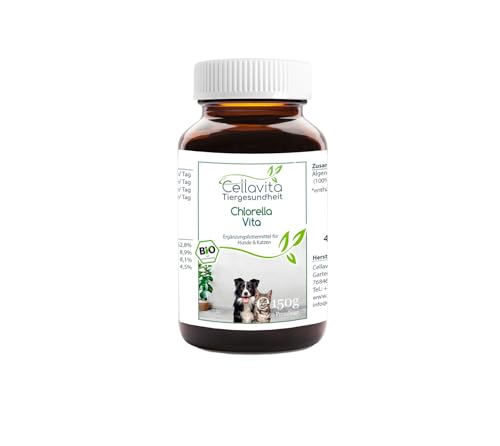 Cellavita Bio Chlorella ohne Hilfs- Trennmittel für Hunde & Katze & Tiere (150g) von Cellavita
