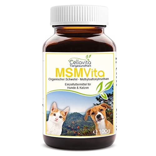 Cellavita MSM Organischer Schwefel (Metyhlsulfonylmethan) für Hunde & Katze & Tiere (100g) von Cellavita
