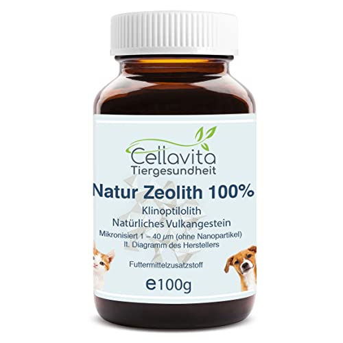 Cellavita Zeolith Natur-Zeolith (100% Ceolith) Klinoptilolith - für Hunde & Katze & Tiere (100g) von Cellavita