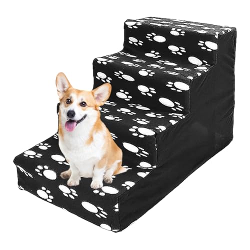 Celuicion Haustiertreppe für Katzen | Betttreppe für Hunde 4-stufig,Zusammengebautes Design, große Kätzchentreppe, hohe Betten, Bequeme Flanellstufen, kleine Tiere Celuicion Haustiertreppe für Katzen | Betttreppe für Hunde 4-stufig,Zusammengebautes Design, große Kätzchentreppe, hohe Betten, Bequeme Flanellstufen, kleine Tiere von Celuicion