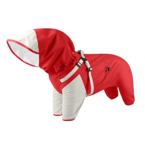 Celuicion Hunderegenjacke Wasserdicht - Welpen Regenponcho Mit Kapuze Und Anpassbarer Passform - Reflektierende Verstellbare Regenbekleidung Mit Kapuze Für Hunde In Größen M Bis XL Sowie Welpen Für von Celuicion