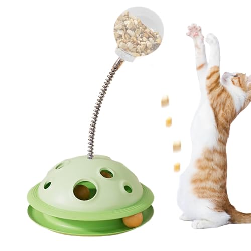 Celuicion Katzenball-Bahnspielzeug, Katzenballturm - Interaktiver Hundefutterspender, Spielzeug-Drehteller - Selbstunterhaltungs-Futterleckball mit Federstab zum Spielen mit Kätzchen Celuicion Katzenball-Bahnspielzeug, Katzenballturm - Interaktiver Hundefutterspender, Spielzeug-Drehteller - Selbstunterhaltungs-Futterleckball mit Federstab zum Spielen mit Kätzchen von Celuicion