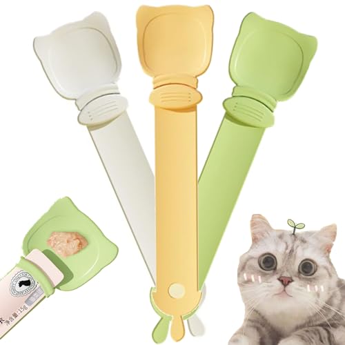 Happy Spoon for Cats, Happy Spoon Cat Treat Feeder, Cuddles and Meow Happy Spoon, Cat Wet Treats Dispense Spoon (3Pcs) von Cemssitu