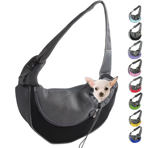 Pet Carrier - for Cats and Small Dogs, Pet Dog Cat Puppy Soft Sided Sling Hands-Free Shoulder Bag, Small Dog Carrier Portable Collapsible Travel Bag with Pockets (L(2.5-5KG),Black) von Cemssitu