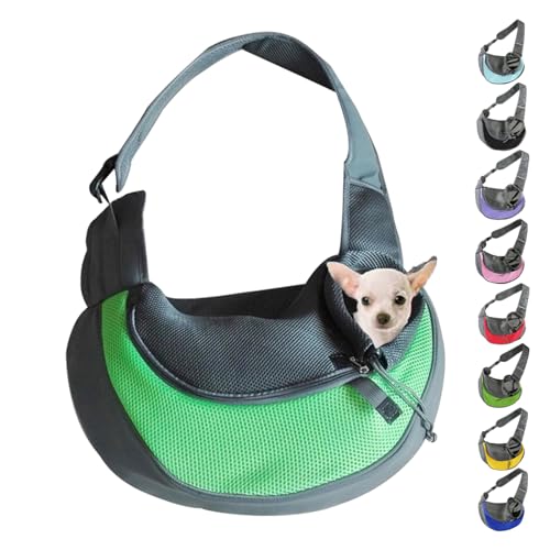 Pet Carrier - for Cats and Small Dogs, Pet Dog Cat Puppy Soft Sided Sling Hands-Free Shoulder Bag, Small Dog Carrier Portable Collapsible Travel Bag with Pockets (L(2.5-5KG),Green) von Cemssitu