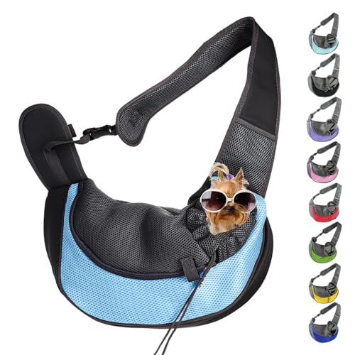 Pet Carrier - for Cats and Small Dogs, Pet Dog Cat Puppy Soft Sided Sling Hands-Free Shoulder Bag, Small Dog Carrier Portable Collapsible Travel Bag with Pockets (L(2.5-5KG),Light Blue) von Cemssitu