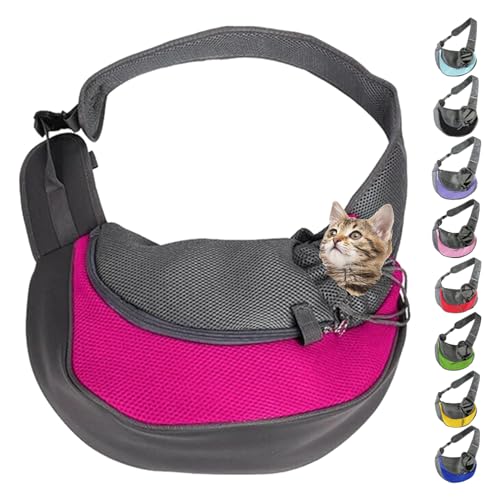Pet Carrier - for Cats and Small Dogs, Pet Dog Cat Puppy Soft Sided Sling Hands-Free Shoulder Bag, Small Dog Carrier Portable Collapsible Travel Bag with Pockets (L(2.5-5KG),Rose) von Cemssitu
