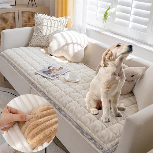 Snugglepaw Pet Bed Couch Cover, Couch Cover for Dogs Washable, Non Slip Pet Couch Covers for Sofa, Dog Blanket for Couch, Dog Couch Cover Protector (18x18 inch (Mini),Beige) von Cemssitu