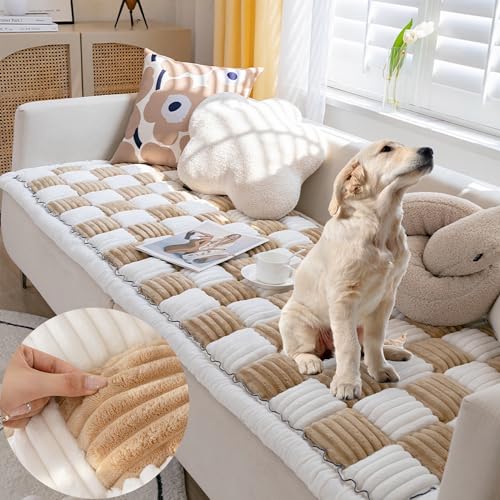 Fuzzy Pet Couch Covers for Sofa, Couch Protector for Dogs, Sofa Covers Waterproof Washable, Protect Your Sofa from All Stains, Damage, Wear, and Tear (24x24 inch (Mini),Brown) von Cemssitu